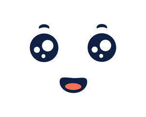 Pretty kawaii face emotion. Cute character with happy expression for web chat and social apps with vector avatar