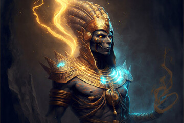 Ancient Egypt god Amun, Generative, AI - obrazy, fototapety, plakaty