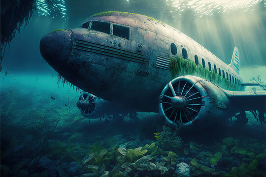 plane wreck on the bottom of the seas -Generativ KI