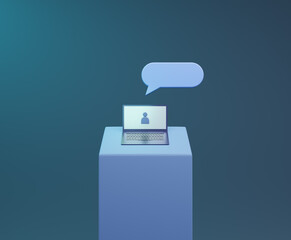 Fototapeta premium Online 3d rendering message chats communication with Laptop