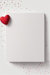 St. Valentine's Day: frame with decorated hearts for the love letter: empty white paper surrounded by red hearts (Generative AI)