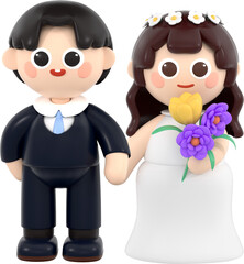 Obraz na płótnie Canvas 3d Illustration character wedding save the date - 사랑이 넘치는 행복한 결혼식 3d 캐릭터