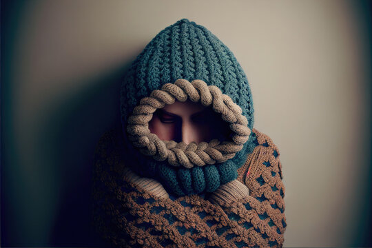 Gesicht im Winterpullover