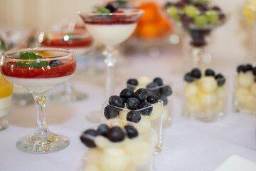 dessert with berries and cream