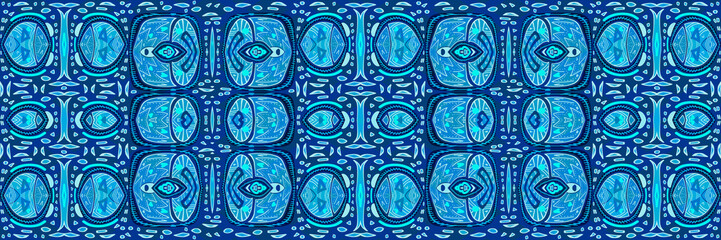 African pattern, graphic design, geometric shapes, turquoise blue and navy blue colors, high definition image (HD format), illustration