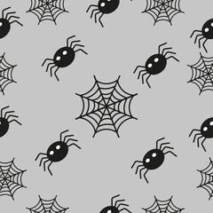 pattern spiders and cobwebs on a gray background