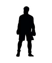 Black silhouette of boxers isolated on white background.