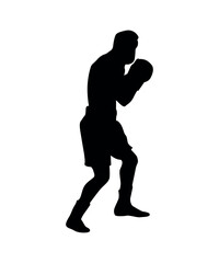Fototapeta na wymiar Black silhouette of boxers isolated on white background.