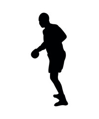 Black silhouette of boxers isolated on white background.