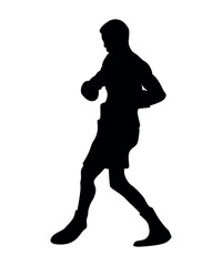 Black silhouette of boxers isolated on white background.