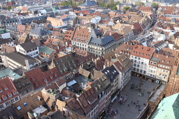 Fototapeta na wymiar Panoramic view of the old town in Strasbourg, France