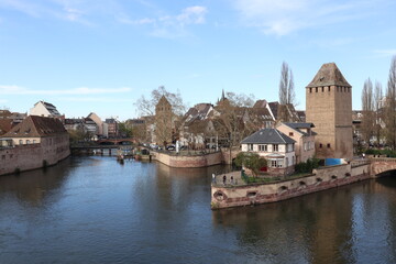 Fototapeta premium The medieval bridge Ponts Couverts in Strasbourg, France