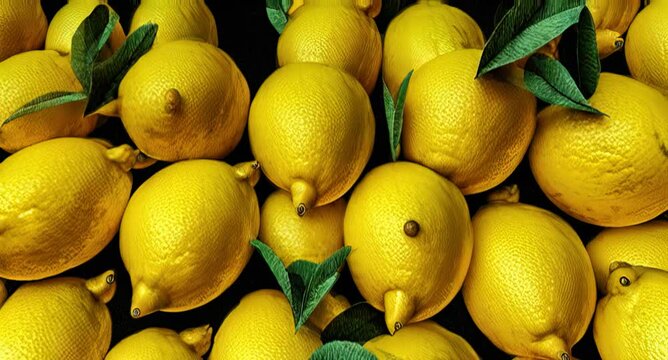 scrolling citrus lemon backdrop green leaf yellow fruit animation