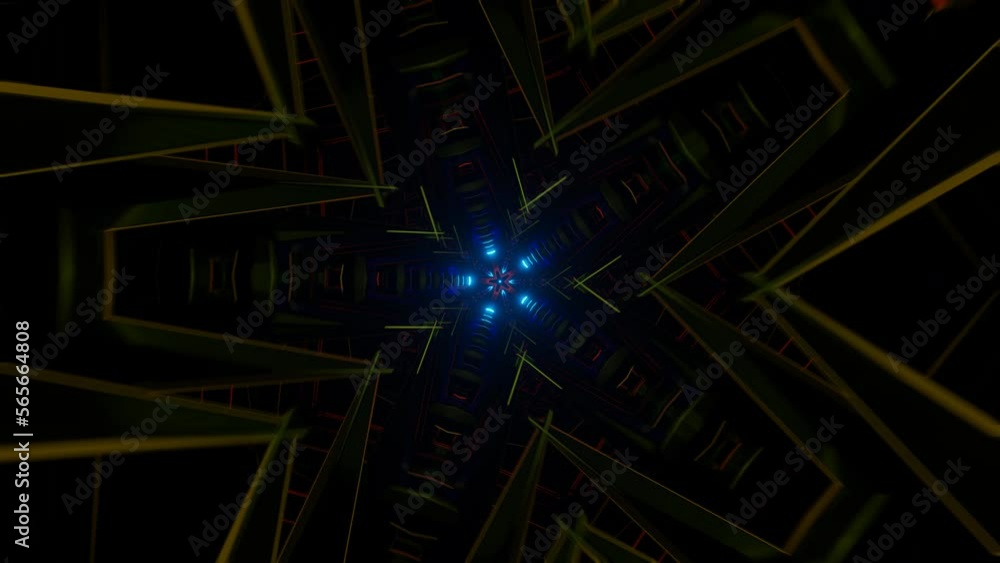 Aufkleber abstract seamless looped neon animation of star shape tunnel. vj loop. 3d render.