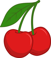 Illustration of ripe cherry in bright colors.