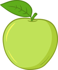 Illustration of ripe green apple in bright colors.