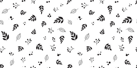 Botanical illustration background. Seamless pattern.Vector. 有機的なイラストパターン
