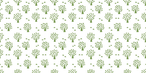 Tree illustration background. Seamless pattern.Vector. 木のイラストパターン