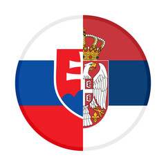 round icon with slovakia and serbia flags. vector illustration isolated on white background