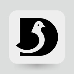 Duck icon. letter d vector illustration
