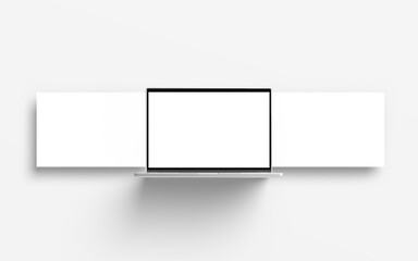 Empty screen laptop mock-up view on white background