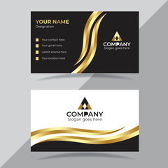 Business card two sided and color black gold design templates. luxury modern design with simple,  Personal visiting card, vector minimalist creative print available Stationery design. vector CC