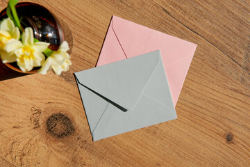 email concept. envelope with flowers