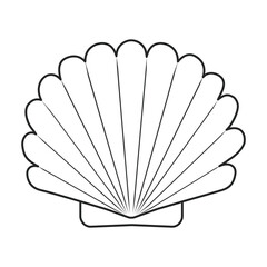 Shell sea vector outline icon. Vector illustration sea shell on white background. Isolated outline illustration icon of seashell.