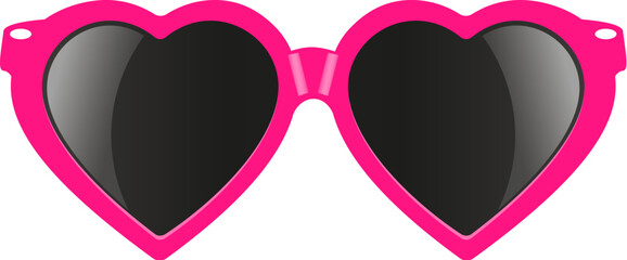 Heart shaped pink glamour sunglasses vector cartoon