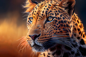 Leopard portrait. Generative AI.