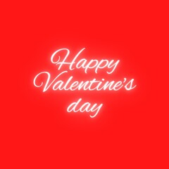Fototapeta na wymiar Happy Valentine's day, glowing text in the middle with red background, Love couple express feeling on valentine's day 