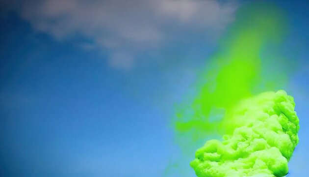 green gassy toxic fart in a bright blue beautiful sky animation illustrated 