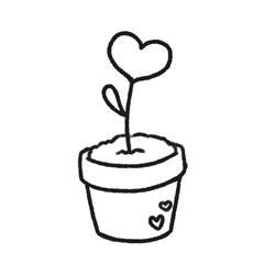 heart shaped plant in a pot Doodle illustration