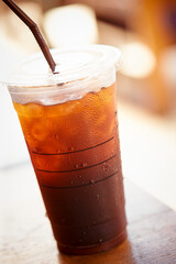 Ice cold drink in takeaway cup