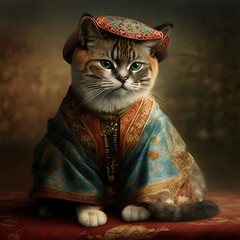 Animal illustrations with traditional clothing