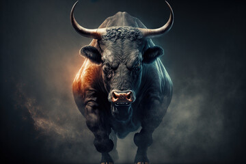Raging bull. Generative AI illustration