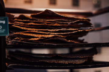 Close up shot of traditional swedish cripbread