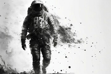 Black and white astronaut portrait 