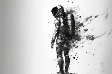 Black and white astronaut portrait 