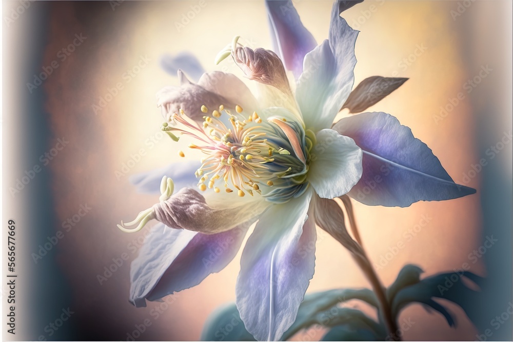 Poster a close up of a flower with a blurry background behind it and a blurry background behind it, with a 
