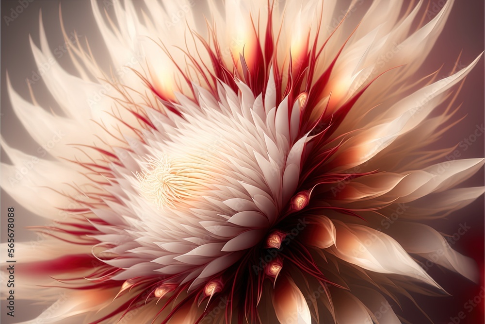Poster a white and red flower with a red center on a black background with a white border around it and a r