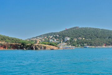 View from the Sea of Marmara to the island cities and ports of Turkey