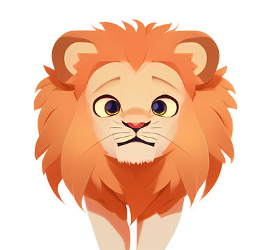 Lion Cartoon character. Cute little animal illustration on white background. AI