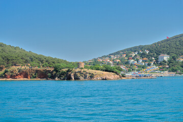 View from the Sea of Marmara to the island cities and ports of Turkey