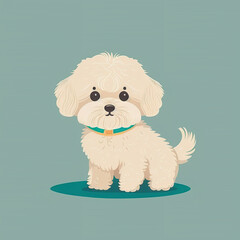 Cute dog illustration, cartoon puppy icon, flat style. Ai generated