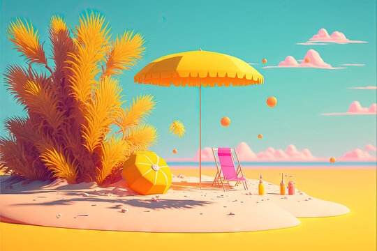 Summer vibes pictures - summer illustrations series - Summer background wallpaper created with Generative AI technology