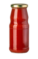 Glass bottle of ketchup