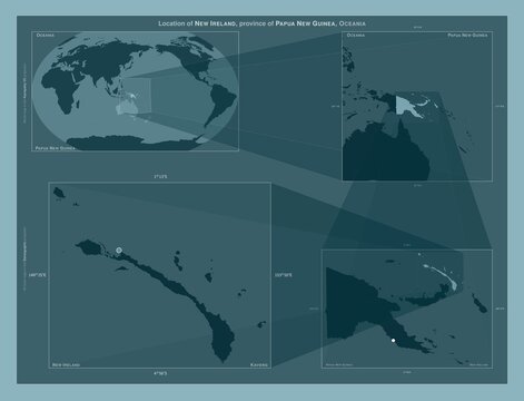 New Ireland, Papua New Guinea. Described location diagram