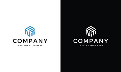 letter N T hexagon Logo Inspiration isolated on white and black background.