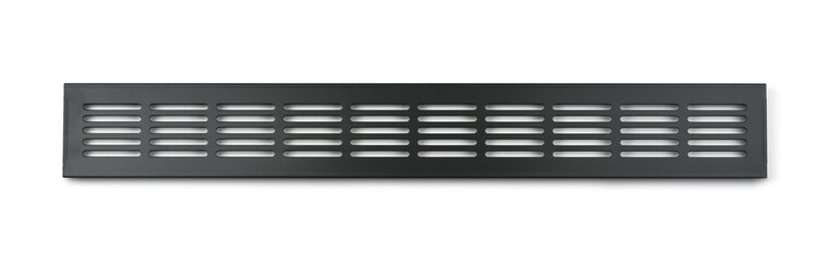 Front view of long metal ventilation grille - obrazy, fototapety, plakaty